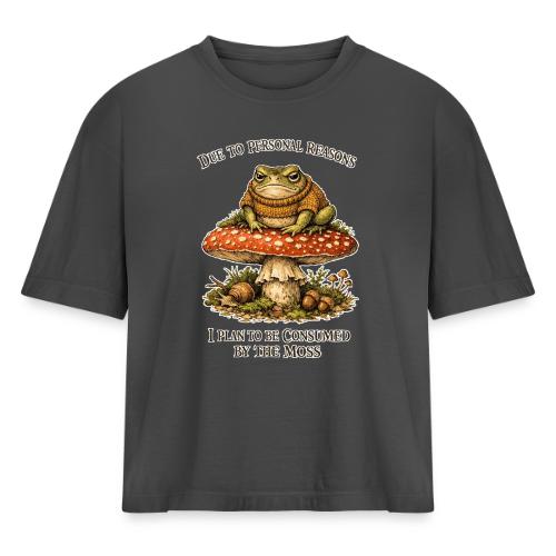 Frog Consumed by Moss Cottagecore Aesthetic - Women's Heavyweight Cropped T-Shirt