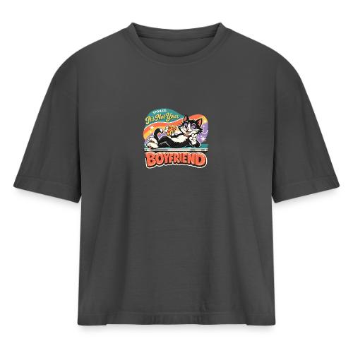 Sassy Cat Pride Pizza Retro Comic - Women's Heavyweight Cropped T-Shirt