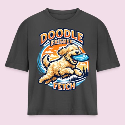 Doodle Frisbee Fetch | Goldendoodle Dog Lover - Women's Heavyweight Cropped T-Shirt