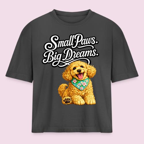 Small Paws Big Dreams Goldendoodle Puppy - Women's Heavyweight Cropped T-Shirt