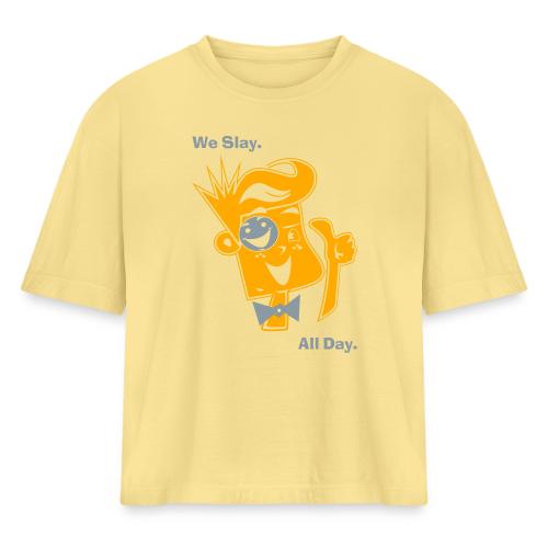 We Slay All Day Shiny Shirt Metallic Silver & Gold - Women's Heavyweight Cropped T-Shirt