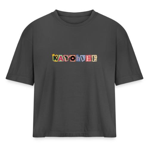 KAYOHVEE SCRAPBOOK CAMO (Double Sided + Sleeve) - Women's Heavyweight Cropped T-Shirt