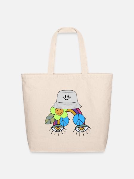 Cute Abstract Face Art T-Shirt - Eco-Friendly Cotton Tote - natural