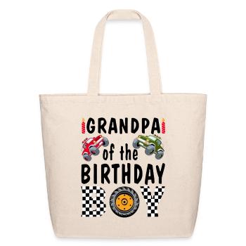 Boy Monster Trucks Rally - Eco-Friendly Cotton Tote - natural - Front