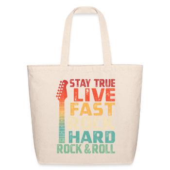 Stay True Rock Hard Rock & Roll Rock Band Music - Eco-Friendly Cotton Tote - natural - Front