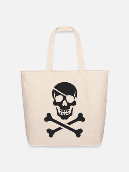 Classic Jolly Roger Pirate Skull - Eco-Friendly Cotton Tote - natural