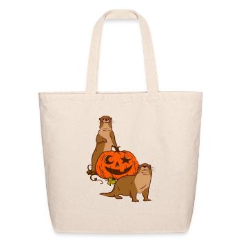 Sea Otter Cartoon Halloween - Eco-Friendly Cotton Tote - natural - Front