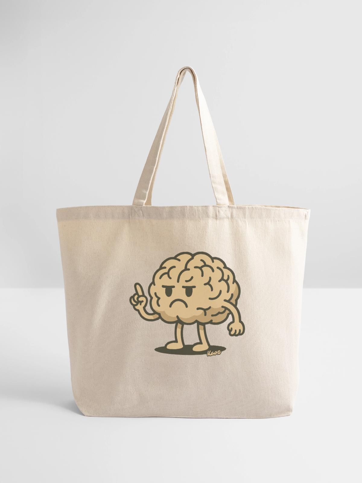 Angry Brain Pointing Finger - Eco-Friendly Cotton Tote - natural - Front