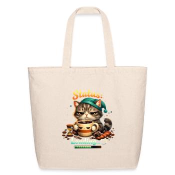 Status Loading – Funny Coffee Cat Morning Mood  - Eco-Friendly Cotton Tote - natural - Front