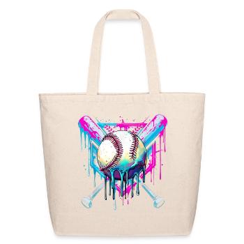 Neon Baseball Graffiti Splash - Eco-Friendly Cotton Tote - natural - Front