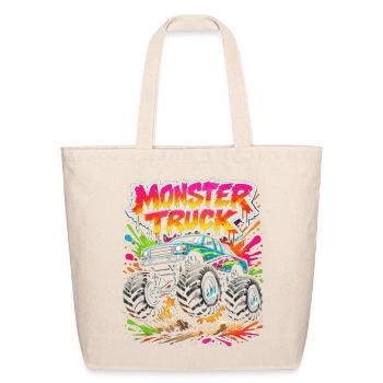 Monster Truck Neon Splash - Eco-Friendly Cotton Tote - natural - Front