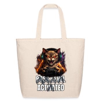 Boss Level Activated Cat - Eco-Friendly Cotton Tote - natural - Front