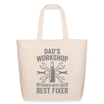 DADS WORKSHOP REPAIRED WITH BEER BEST FIXER Pro - Eco-Friendly Cotton Tote - natural - Front