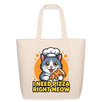 Right Meow Pizza Chef Cat - Eco-Friendly Cotton Tote - natural - Front