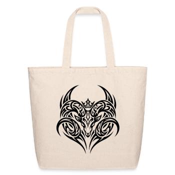 Tribal Ram Head Black Graphic - Eco-Friendly Cotton Tote - natural - Front