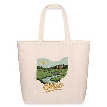 Ohio Countryside Vintage River Nature Scene - Eco-Friendly Cotton Tote - natural - Front