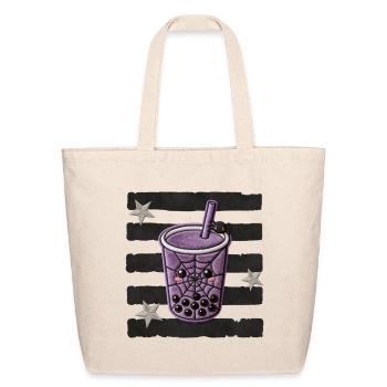 Spooky Boba Patch Kawaii Halloween Gift - Eco-Friendly Cotton Tote - natural - Front