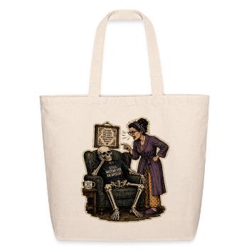 Apology Pending: Skeletal Satire - Eco-Friendly Cotton Tote - natural - Front
