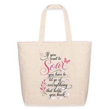 Let Go to Soar: Pink Script Flourish - Eco-Friendly Cotton Tote - natural - Front