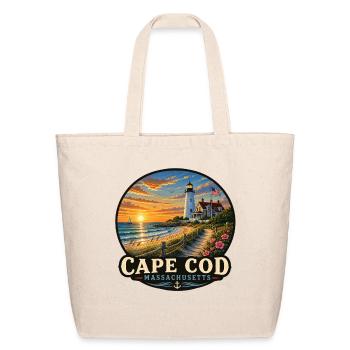 Cape Cod Massachusetts Vacation Beach Lighthouse - Eco-Friendly Cotton Tote - natural - Front