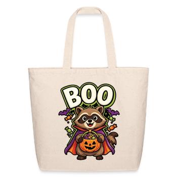 Raccoon Boo Pumpkin Halloween - Eco-Friendly Cotton Tote - natural - Front