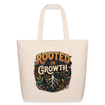 Emblème vintage Rooted in Growth - Sac fourre-tout en coton naturel - naturel - Devant