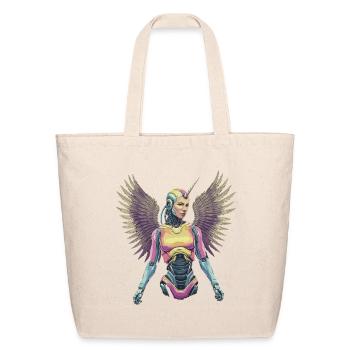 Cybernetic Unicorn Angel with Steampunk Wings - Eco-Friendly Cotton Tote - natural - Front