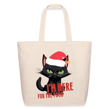 Grumpy Christmas Kitty Here for the Food - Eco-Friendly Cotton Tote - natural - Front