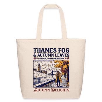 Thames Fog And Autumn Leaves London UK - Eco-Friendly Cotton Tote - natural - Front