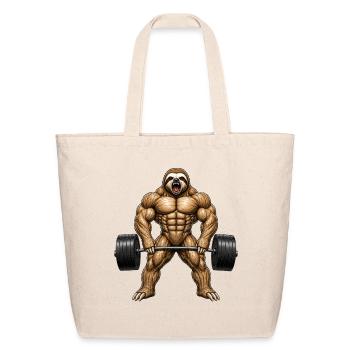 Sloth Weightlifter Bodybuilder Fitness - Eco-Friendly Cotton Tote - natural - Front
