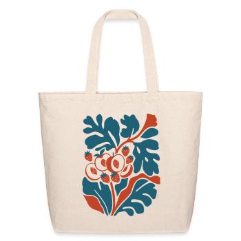 Abstract Folk Art Botanical Fruit And Leaves - Eco-Friendly Cotton Tote - natural - Front