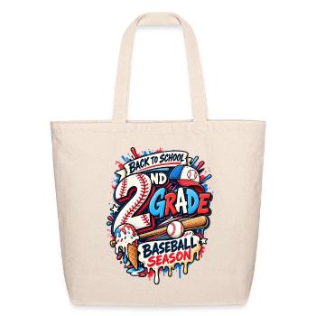 2nd Grade Back to School Baseball Drip Ice Cream - Eco-Friendly Cotton Tote - natural - Front
