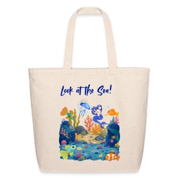 Look at the Sea Mermaid Scene - Eco-Friendly Cotton Tote - natural - Front