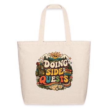 Doing Side Quests ADHD Retro 70s Neurodivergent - Eco-Friendly Cotton Tote - natural - Front