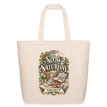 Slow Saturday Society Cozy Escape - Eco-Friendly Cotton Tote - natural - Front