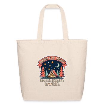 Camping Is My Therapy Night Sky Tee - Eco-Friendly Cotton Tote - natural - Front