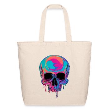 Neon Edgy Dark Skull - Melting Neon Skull Design - Eco-Friendly Cotton Tote - natural - Front