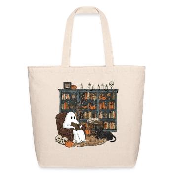 Vintage Halloween Ghost Graphic Tee T-Shirt - Eco-Friendly Cotton Tote - natural - Front