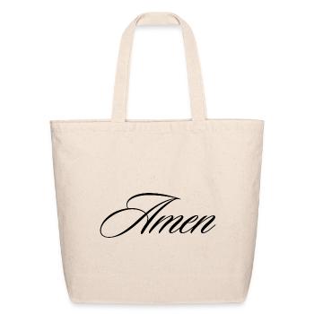 Amen Script Modern Faith Calligraphy Graphic Tee - Eco-Friendly Cotton Tote - natural - Front