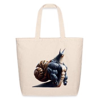 Muscular Bodybuilder Snail – Funny Buff Animal Art - Eco-Friendly Cotton Tote - natural - Front