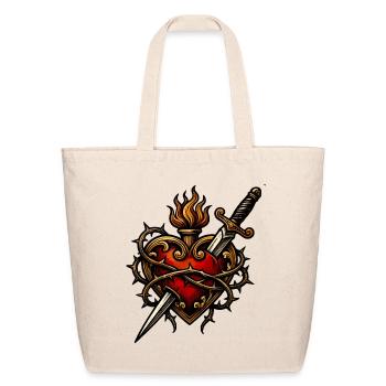Sacred Heart Dagger Thorns Tattoo - Eco-Friendly Cotton Tote - natural - Front