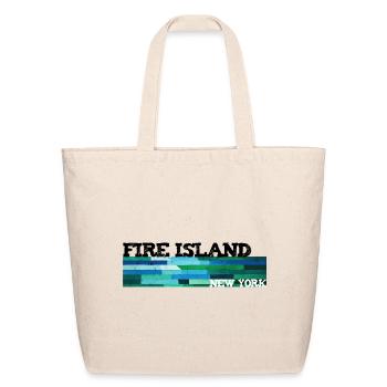 Fire Island groovy blues greens water taxi ferry - Eco-Friendly Cotton Tote - natural - Front