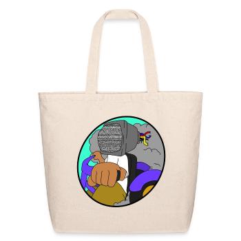 Retro TV Rider on Neon Bike - Eco-Friendly Cotton Tote - natural - Front