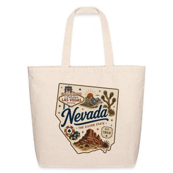 Nevada Silver State Vintage Las Vegas Sticker - Eco-Friendly Cotton Tote - natural - Front