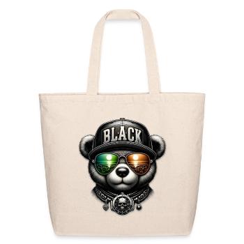 Panda Bling Hip Hop Cap Graphic - Eco-Friendly Cotton Tote - natural - Front