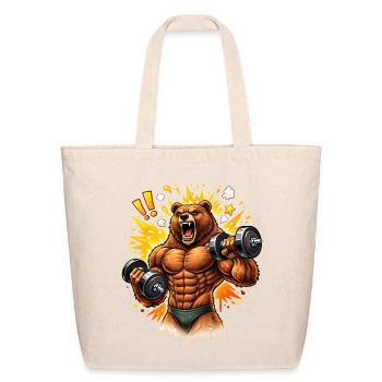 Strong Bodybuilder Bear Illustration - Eco-Friendly Cotton Tote - natural - Front
