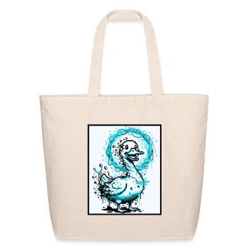 glitching pixel blue duck with cyber wires - Eco-Friendly Cotton Tote - natural - Front
