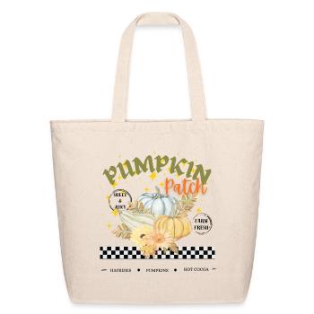 Autumn Pumpkin Patch Floral Glow - Eco-Friendly Cotton Tote - natural - Front