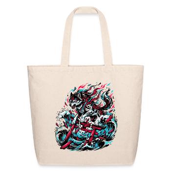Japanese Wolf Spirit Streetwear - Eco-Friendly Cotton Tote - natural - Front