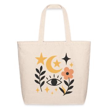 Mystical Night Sky Botanical Design - Eco-Friendly Cotton Tote - natural - Front